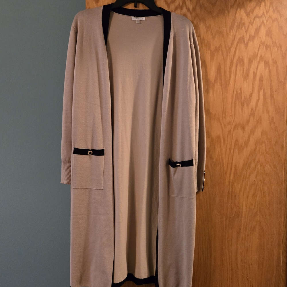 Essentials Beige and Black Women's Cardigan